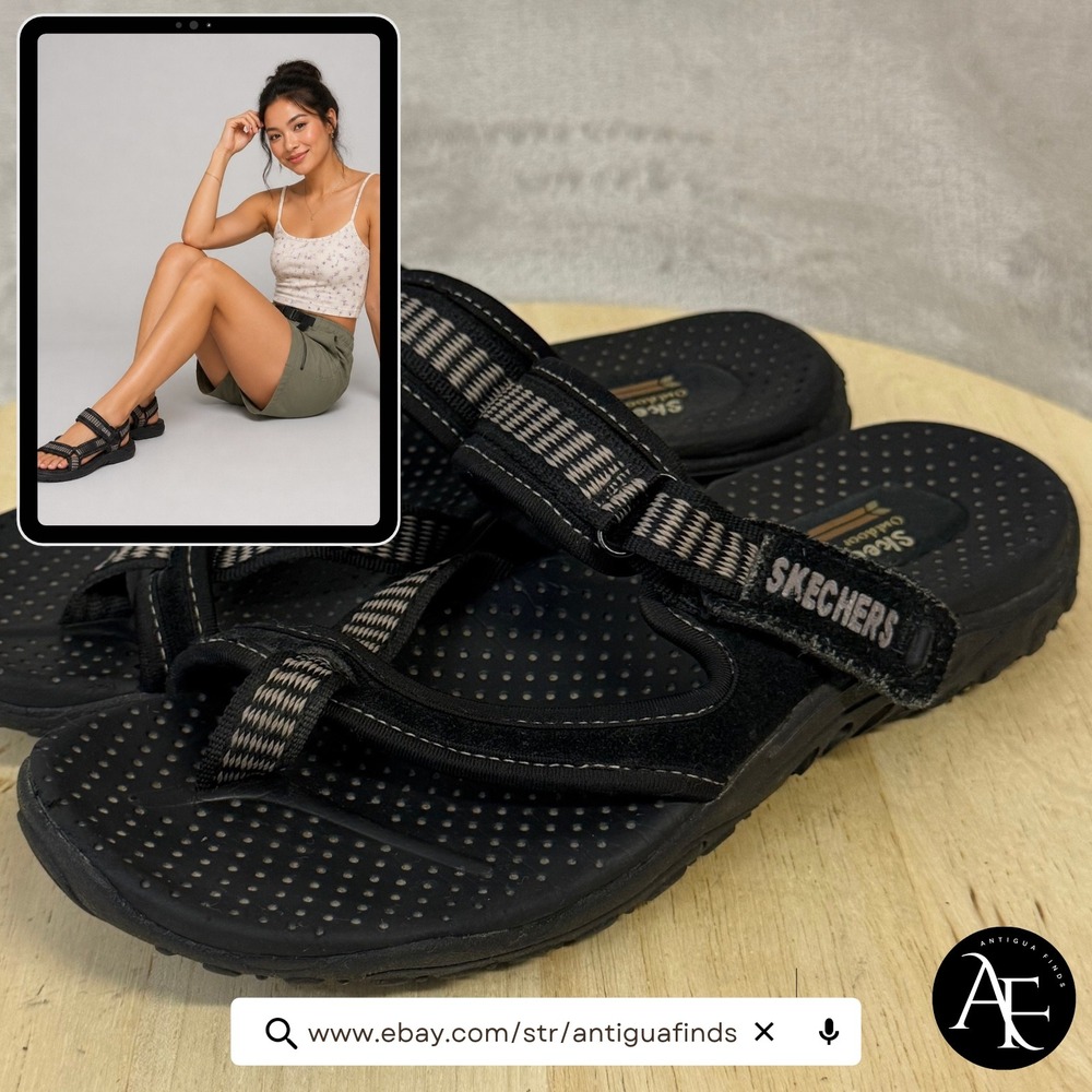 Skechers Outdoor Lifestyle Black Strappy Hiking Sandals Womens Size 6